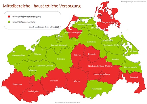 Planungsbereiche Hausärztliche Versorgung (c) KVMV