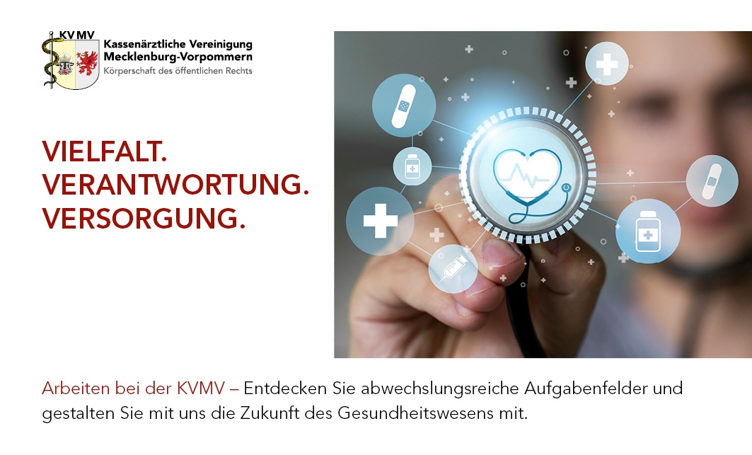 Vielfalt.Verantwortung.Versorgung. - KVMV-Karriere-Anzeige (c) KVMV/Obenauf